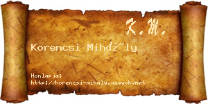 Korencsi Mihály névjegykártya